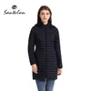 Dames naar beneden parkas Santelon Winter Women los Long Parka Coat met afneembare kap Vrouw Soild Ultralight draagbare warm gevoerde katoen uit het kader 220902