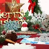 Décorations de Noël Pack de 24/12/6 pièces Flocons de neige pour décoration d'arbre bleu avec poudre brillante décor suspendu année d'hiver