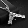 Pendant Necklaces High Quality Stainless Steel Desert Eagle Pistol Men's Boy's Daily Jewelry Necklace Free Box Link Chain 24inch