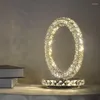 Table Lamps Romantic Diamond Crystal Shadow LED Atmosphere Projection Light Ring For Restaurant Bar Bedside Decor Lamp