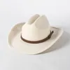 Nuovi cappelli da cowboy occidentali in lana 100% per donna Uomo Fascinator bianco Fedora a tesa larga cappello jazz festa formale decorare berretto da sposa