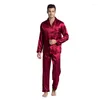 Men's Sleepwear Tony&Candice Men's Stain Silk Pajama Set Men Pajamas Sexy Modern Style Soft Cozy Satin Nightgown Summer