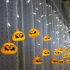Cadenas 3.5m 96leds Cortina de calabaza Halloween Luces de cuerda 8 Modos Bater￭a/USB alimentado para la fiesta navide￱a Decoraci￳n del patio interior al aire libre