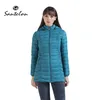 Womens Down Parkas SANTELON Women Long Ultralight Padded Jacket with Detachable Hood Warm Parka Lady Winter Slim Coat Female Cotton Clothing 220902