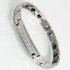 Link pulseiras polido aço inoxidável cristal incrustado casal pulseira cuidados de saúde terapia germânio pulseira magnética para homens