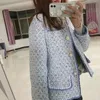 Kadın Suit Blazers Koreli Kadın Beyaz Beyaz Tüvit Temel Ceket Ceket Kadın Giyim Dış Giyim Kanal Tarzı Kırpılmış Stripeed Kawaii OL 220902