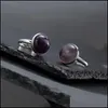 Anéis de cluster 12mm de aço inoxidável de aço natural anel de pedra natural tigre olho de cristal rosa anéis ajustáveis ​​para mulheres pendiente yydhome dhyex