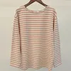 Womens T Shirt WOTWOY Autumn Long Sleeve Loose Striped Tshirt Women Casual Cotton Basic Tee Shirt Female Knitted Tops Harajuku Gothic 220902