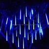 Dekoracje świąteczne Dekoracje świąteczne Wodoodporne 3 kolory wtyczka Eu Garland 8 Rurki LED Meteor Shower Shower String Light 50 cm 30cm Dh6KW