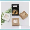 Gift Wrap Square Kraft Paper Box Transparent Retro Jewelry Trinket Hairpin Packaging Case MTI Color Lipgloss Gift Wrap Containers 1xy DHDXH