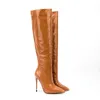 Laarzen New Punch Shoes Fashion Driving Herfst en Winter Plus Rits Dij High Geel Groen 220901