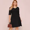 Plus Size Dresses Scalloped Neck Elegant A-line Dress Women Half Sleeve Summer Spring Office Work Large Chic Party 6XL