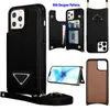 Modeontwerper luxe portemonnee kisten compatibel met iPhone 13 pro max retro flip card houder beschermhoes crossbody riem lanyard voor iPhone 12 mini 11 promax