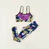 Quick Dry Tracksuits Women Summer Breathable Yoga Outfit Floral Print Vintage Tracksuit Sport Vest Yoga Leggings