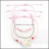 Charm Bracelets Natural Stone Bracelet Adjustable Knot Beach Jewelry Hawaii Sea Women 3 Piece Set Drop Delivery 2021 Brac Dhseller2010 Dhupu