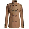 Costumes pour hommes Blazers Hommes Double Boutonnage Coton Manteau 2022 Nouveau Mélange De Laine Couleur Unie Casual Business Mode Slim Trench Veste Vêtements L220902