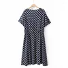 Платья плюс размеры 2022 Ladies Summer Midi платье для женщин Большой короткий рукав повседневный рыхлый трюк.