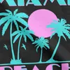 Herr t-skjortor män kvinnor retro solnedgång miami strandskjorta vaporwave bomullstoppar galen kort ärm rund krage tee klassisk t-shirt