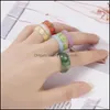 Bagues de bande Mode Transparent Résine Acrylique Chunky Chaîne Bague Pour Femmes Colorf Géométrique Carré Rond Anneaux Bijoux Cadeaux Yydhhome Dh6Vc