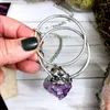 Pendant Necklaces NM39935 Raw Amethyst Big Crystal Necklace Silver Jewelry Birthstone