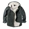 メンズジャケット2022新しい冬のメンコットンジャケット太い暖かいジャケットとベルベットセクションカジュアルフード付きオーバーコートウエロサイズジャケットL220902