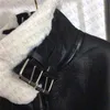 Lambswool طوق بولي Leather المعاطف الجلدية النساء جاكيتات زائد المخملية الدافئة الشتاء ملابس خارجية السيدات حفل زفاف سترة