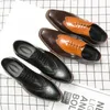 Men schoenen Oxford Elegant Square Head Brogue Canved Pu ing Lace Fashion Business Casual Wedding Daily Ad E WDD