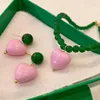 Stud Earrings Trendy Big Heart Necklace Set For Women Girls Stereoscopic Love Imitation Pearl Chain Party Travel Aesthetic Jewelry