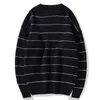 Men s Sweaters Oversize Casual Knitted Sweater Harajuku Striped Streetwear and Women Pullover Crew Neck Loose Male Tops Brand 220902