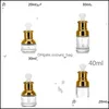 저장 병 항아리 투명 유리 드롭퍼 병 둥근 고무 헤드 에센스 로션 병당 도금 골드 롤러 컵 레이디 서브파 DHFBE