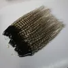 2022 Popüler Stil CE Sertifikalı Mikro Yüzük Saç Uzantıları 400S/Lot Kinky Kıvırcık Döngü Saç Siyah Doğal Renk