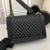 Sac à bandoulière classique de LUXE Garçon noir Mini sacs à rabat en cuir caviar Cuir de veau matelassé Or Matériel en métal argenté vieilli Sangle de chaîne Sacs à bandoulière sac à main fourre-tout