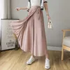 Casual Dresses Summer Elastic Pleated Kirt Women Capris Korean Chiffon Trouser High midje Wide Leg Pant Street 220902