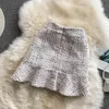 Sıradan Elbiseler Bahar Kadınlar Highwaist Tweed Fishtail Çanta Kalça Kısa Etek Allmatch Antiglare Aline 220902