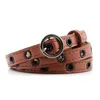 B￤lten 2022 Style Pu Leather Grommet Belt for Women Metal Pin Buckle Thin Strap Midjeb￤lten Dam Jeans