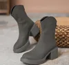 Nieuw merkontwerp Fashion Boots Echte lederen vrouwen dikke ronde High Heel Boots Winter Tabi schoenen Korte laarzen