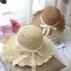 Girls Sun Cap Lace Ribbon Dekorera stråhatt för barn flickor panama sommar baby hattar mössor 20220902 e3