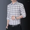 Erkekler Sıradan Gömlek Browon Kaliteli Erkekler İlkbahar ve Sonbahar Moda Ekose İnce Elbise Gömlek Uzun Kollu Dönüş İş Ofisi