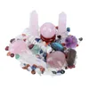 Figurines décoratives Cristal naturel Collection Point Box Healing Heart Shaped Amethyst Stone Sphère Baguette Magique Boule Ronde Gravier 7 Chakra