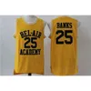 College Basketball porte des maillots de basket-ball cousus The Fresh Prince of Bel-Air Academy College # 14 Will Smith Jersey Mens Noir Vert Jaune Bel-Air 25 Carlton Banks