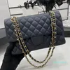 2022 Classic Flap Bag Designer Bag Ladies Caviar Lambskin Shoulder Handbag Gold Silver Chain