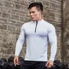 Męskie koszulki T Wytrzymała sportowa t-shirt na siłowni z długim rękawem Ubranie Fitness Fitness Sprężka sportowa sukiennik Pullover Suring Rashgard Bluza 220902