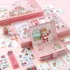 Quaderni Kawaii Set di scatole per quaderni Quaderni di cancelleria Simpatico diario viola rosa Diario di bilancio e nastro Washi Materiale scolastico regalo 220902