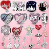 925 Silver Charm bead fit Pandora Charms Bracelet CZ Love Mum in Heart Shape charmes ciondoli DIY Fine Beads Jewelry