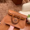 Messenger Bag Brown Gold Button Designer Classic Brand H Luxury Bag de alta qualidade Moda de couro genuíno 2022
