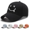 Ball Caps Women Smile Face Embroidery Baseball Caps Kpop Black Cotton Adjustable Snapback Funny Hip Hop Cap Autumn Sun Father Hats for Men