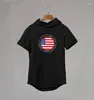 Camisetas para hombre Ropa de marca para hombre Diseño de bandera de EE. UU. Camisa ajustada de manga corta Camiseta de algodón con sudaderas con capucha Gimnasios con capucha para hombre