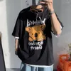 Camisetas masculinas Nicho de nicho Sense Summer Roupas inseto de desenho animado Camiseta curta de manga curta feminina coreana estudante solta meia classe