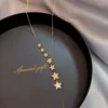 Pendant Necklaces Fashion Embedded Zircon Numerous Star Tassels Stainless Steel Gold Necklace Charms Chain Choker Pendants For Women