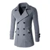 Trajes de hombre Blazers Letskeep NUEVO abrigo de primavera y otoño para hombre mezcla de lana gabardina de doble botonadura Slim fit Z196C